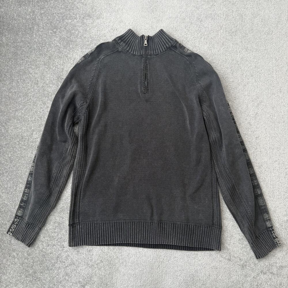 BKE Sweater Mens Large Gray Mock Neck Quarter Zip Pullover Cotton Knit
